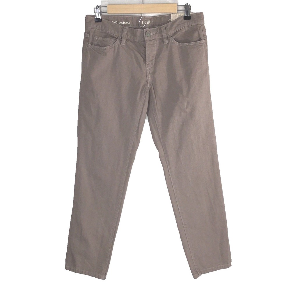 LOFT Boyfriend jean 25/0 Gray Slouchy Relaxed Leg Ankle Pant Casual Career